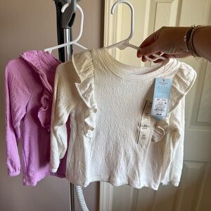 Cat‎ Jack Toddler Girls Pink Long Sleeve Ruffle Tees- Size 2T-set of Two